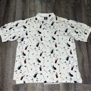 Vintage‎ Tabasco Hot Sauce Polo Shirt Men's XL All Over Print Golf Chili Peppers